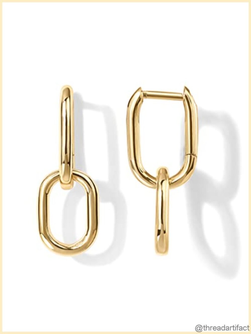 14K Gold Plated Convertible Paperclip Dangle Hoop Earrings Hypoallergenic